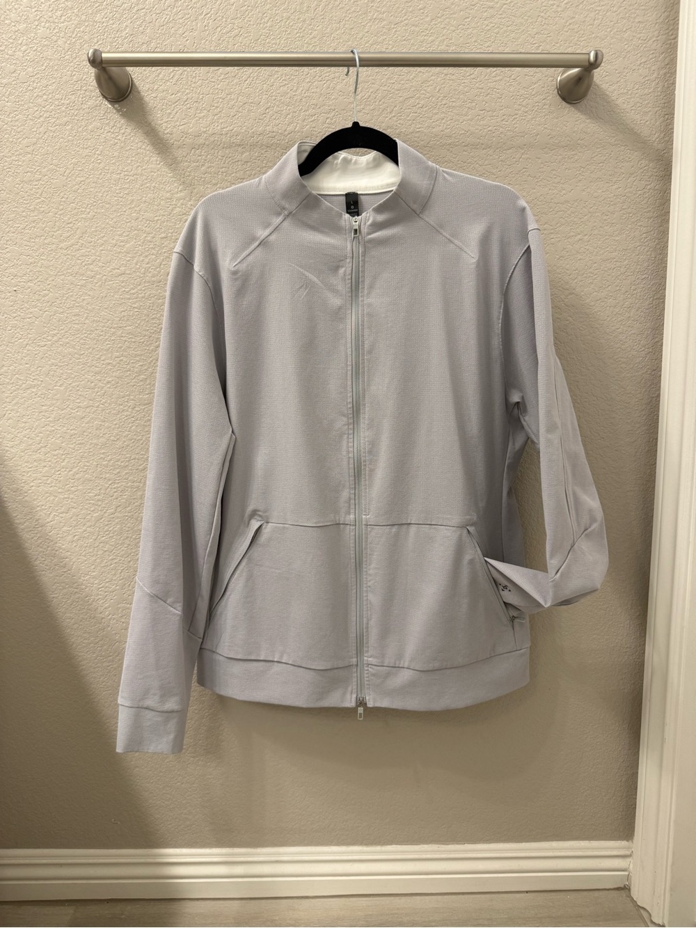 lululemon athletica MEN’S Light Gray Full-Zip Bomber LIGHTWEIGHT Jacket L